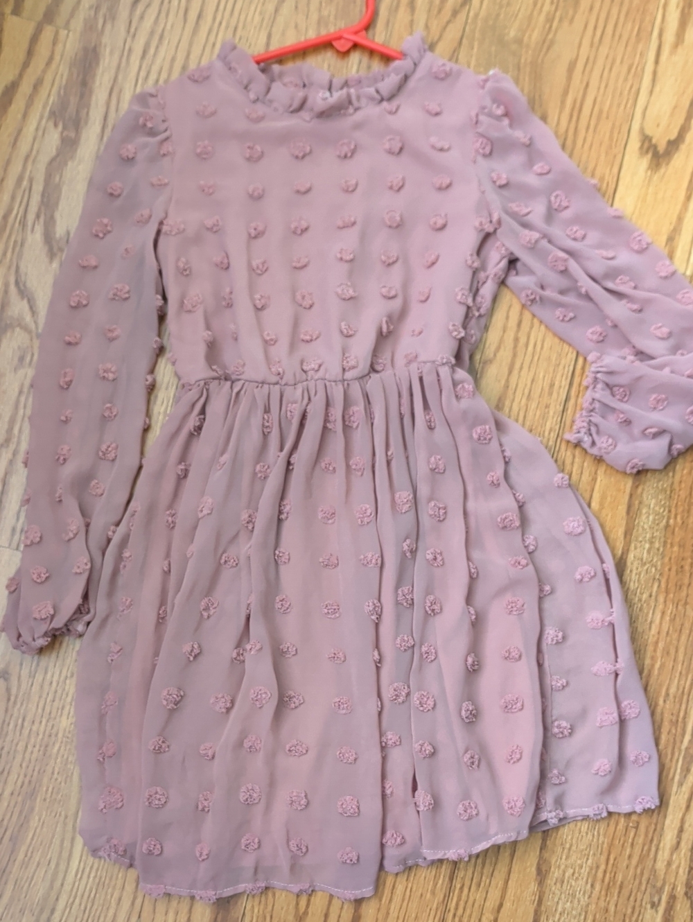 Francesca's Collections Dusty Rose Ruffle Neck Rosette Dress